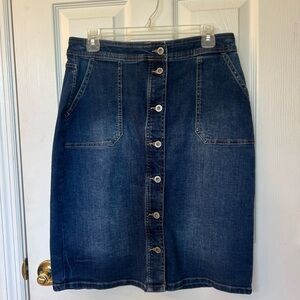 Vintage Liz Claiborne Stretch Denim Button Pencil Skirt Size 6 Pockets
